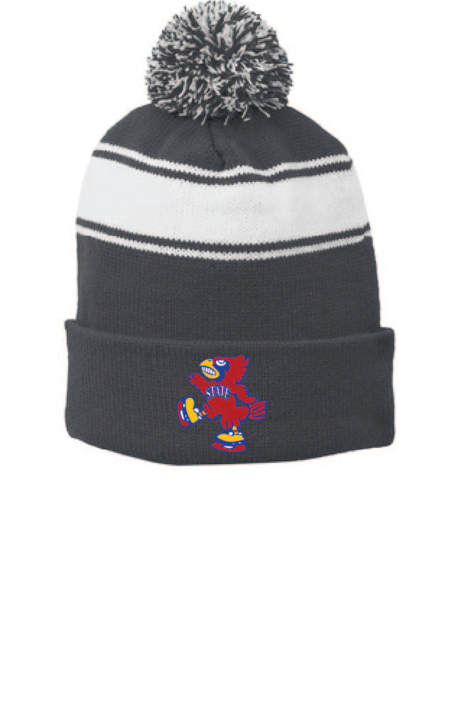 Retro Sport-Tek® Stripe Pom Pom Beanie Retro