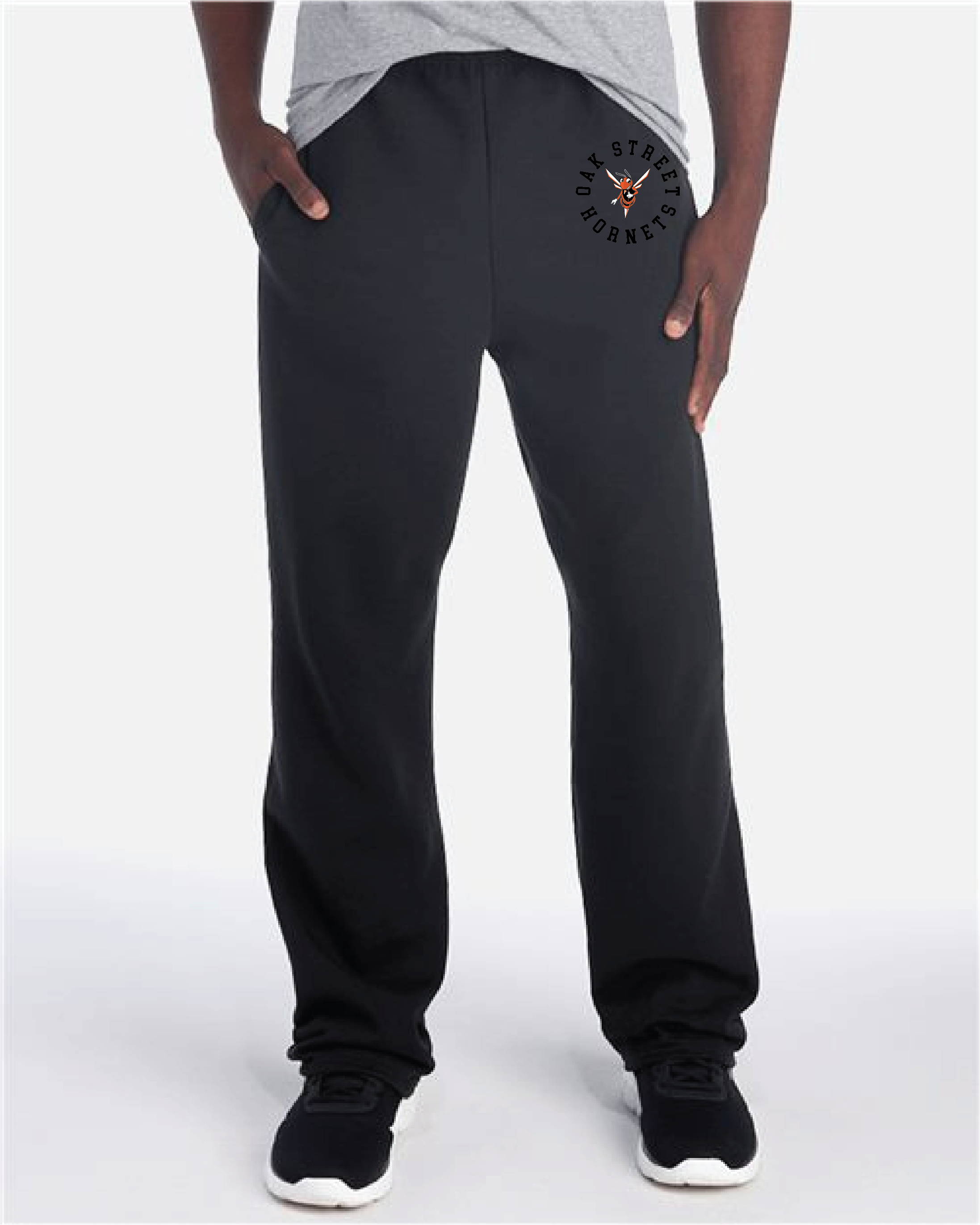 Kreis JERZEES - NuBlend® Open-Bottom Sweatpants with Pockets Black Oak