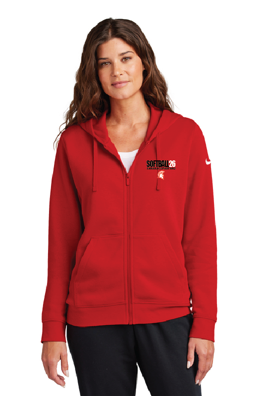 Clark Nike Women's Club Fleece Sleeve Swoosh Full-Zip Hoodie SCS Softball