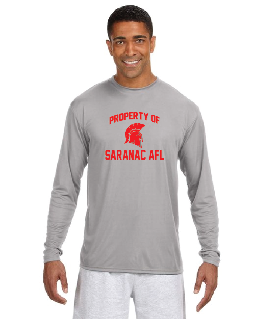 Property of A4 Youth Long Sleeve Cooling Performance Crew Shirt  Saranac AFL