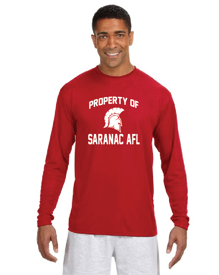 Property of A4 Youth Long Sleeve Cooling Performance Crew Shirt  Saranac AFL