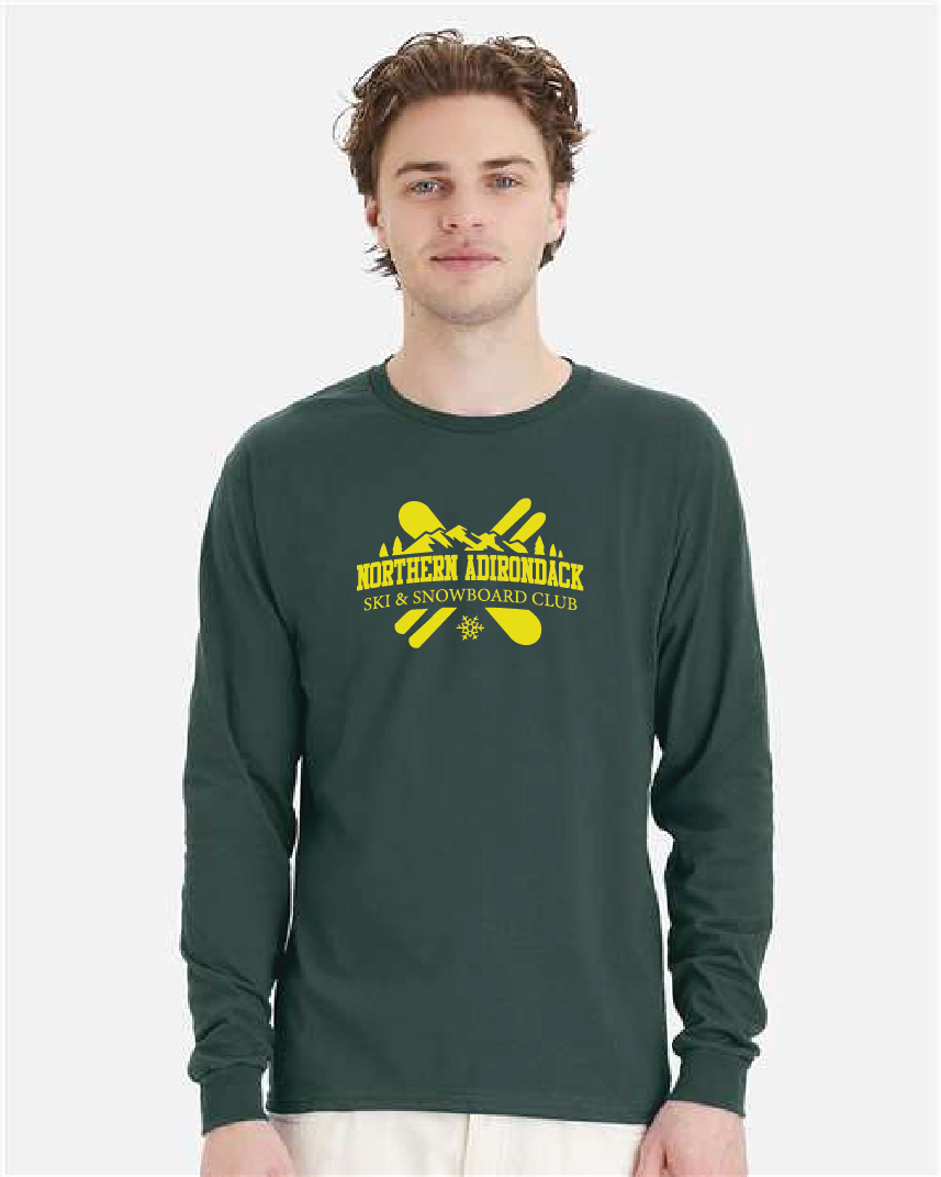 White Hanes Essential-T Long Sleeve T-Shirt NACSkiClub