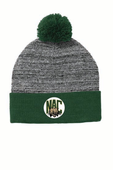 Bobcats Sport-Tek ® Heather Pom Pom Beanie Forest Green NAC25