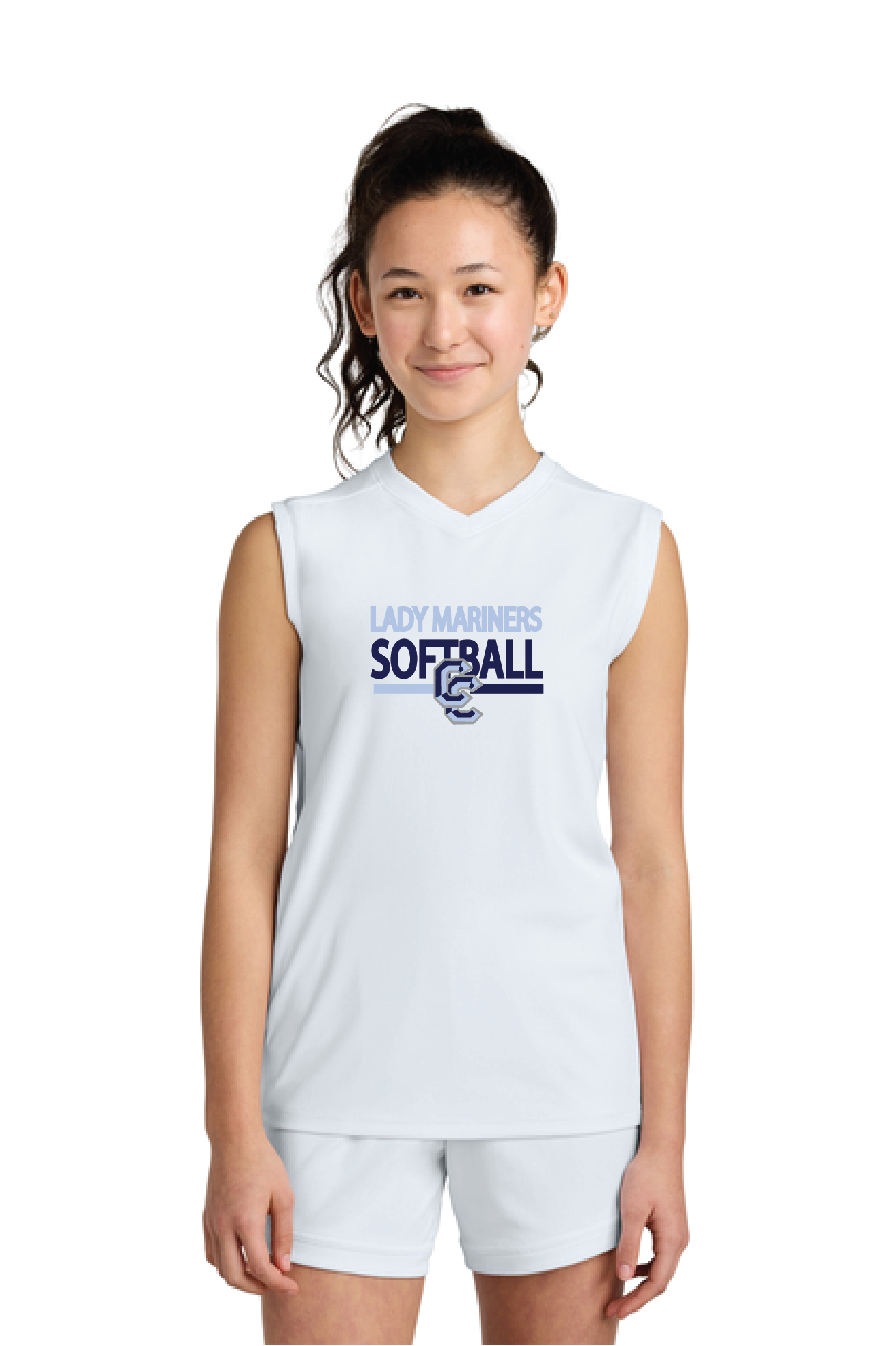 Show Sport-Tek® Youth Club Sleeveless V-Neck CCLM25