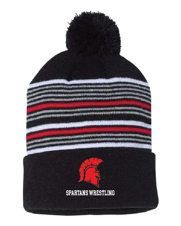 Shield Sportsman 12in Striped Pom-Pom Cuffed Beanie SCSWrestle25