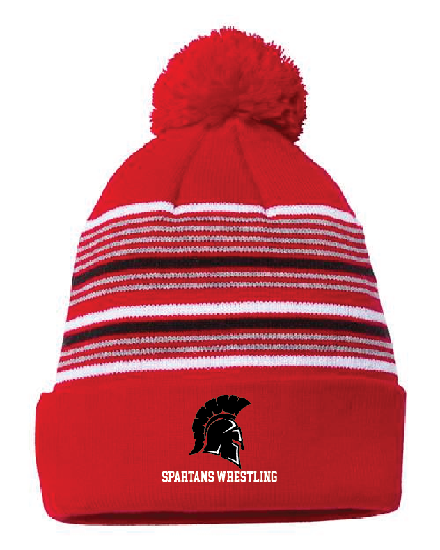 Shield Sportsman 12in Striped Pom-Pom Cuffed Beanie SCSWrestle25