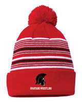 Shield Sportsman 12in Striped Pom-Pom Cuffed Beanie SCSWrestle25
