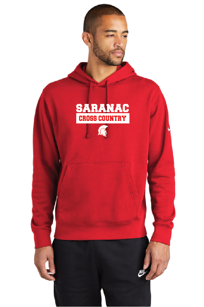 Cross Check Nike Club Fleece Sleeve Swoosh Pullover Hoodie Saranac XC