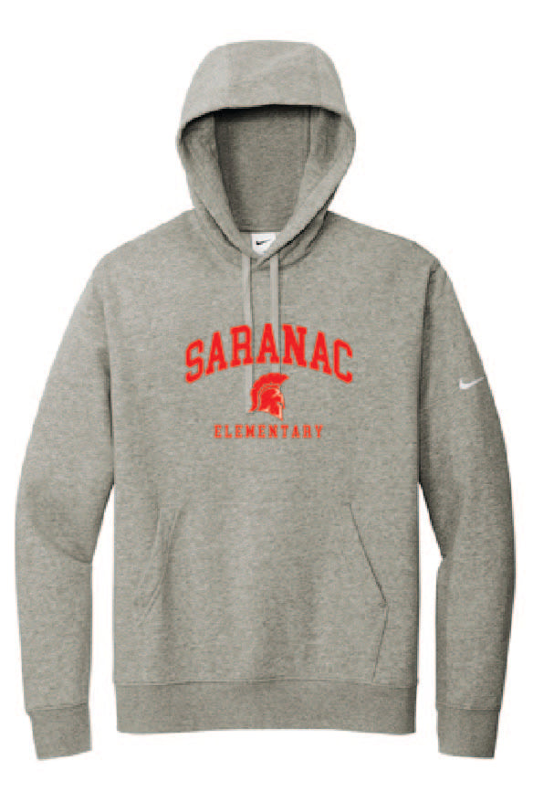 Saranac Elementary Nike Club Fleece Sleeve Swoosh Pullover Hoodie