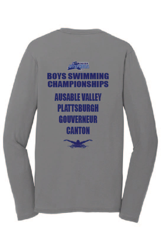 Boys Swimming Championships Port & Company® Long Sleeve Performance Blend Tee Winter 24