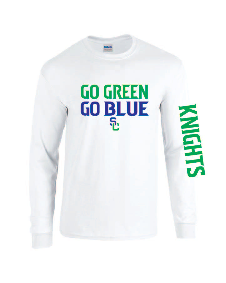 Go Green Go Blue Long Sleeve Youth Shirt SETON